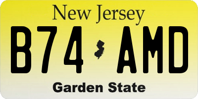 NJ license plate B74AMD
