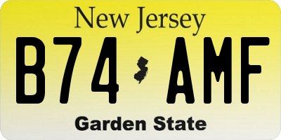 NJ license plate B74AMF