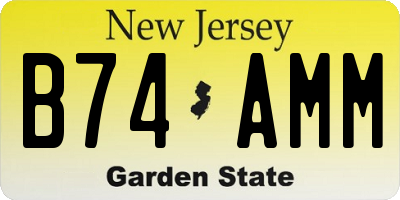 NJ license plate B74AMM