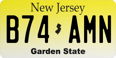 NJ license plate B74AMN