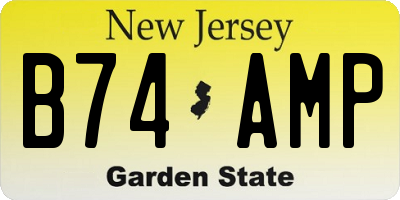 NJ license plate B74AMP