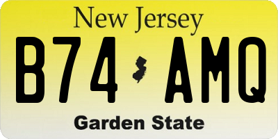 NJ license plate B74AMQ