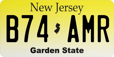 NJ license plate B74AMR
