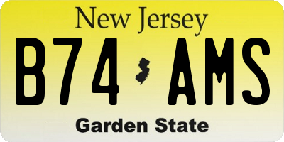 NJ license plate B74AMS