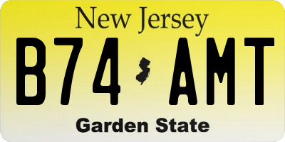 NJ license plate B74AMT