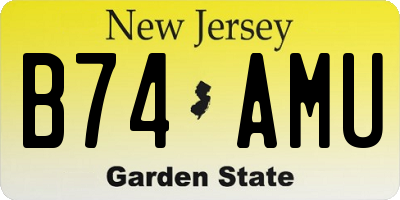 NJ license plate B74AMU