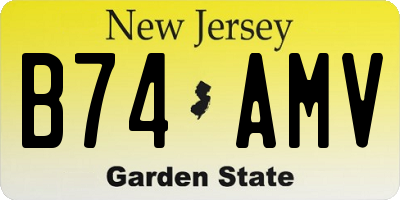 NJ license plate B74AMV