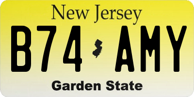NJ license plate B74AMY