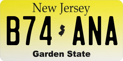 NJ license plate B74ANA