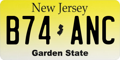 NJ license plate B74ANC
