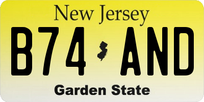 NJ license plate B74AND