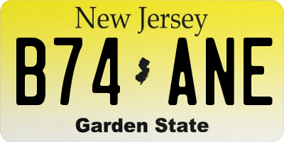 NJ license plate B74ANE