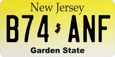 NJ license plate B74ANF