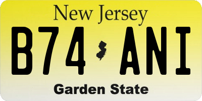NJ license plate B74ANI