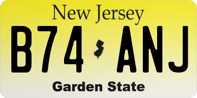 NJ license plate B74ANJ