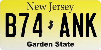 NJ license plate B74ANK