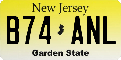 NJ license plate B74ANL