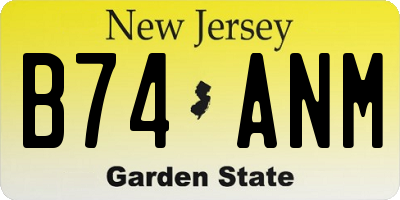 NJ license plate B74ANM