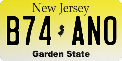 NJ license plate B74ANO