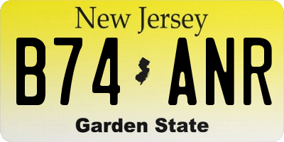 NJ license plate B74ANR