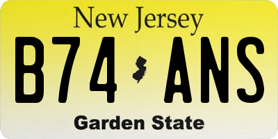 NJ license plate B74ANS