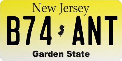 NJ license plate B74ANT