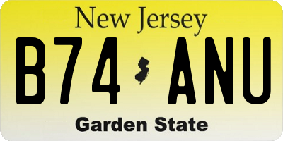 NJ license plate B74ANU