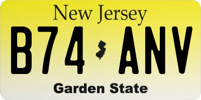 NJ license plate B74ANV