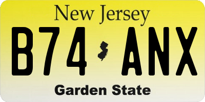 NJ license plate B74ANX