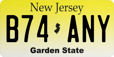 NJ license plate B74ANY