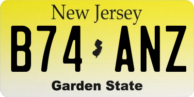 NJ license plate B74ANZ