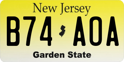NJ license plate B74AOA