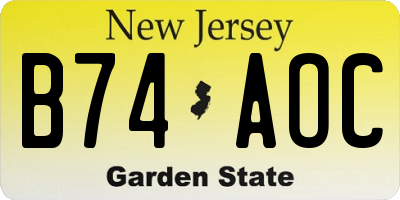 NJ license plate B74AOC