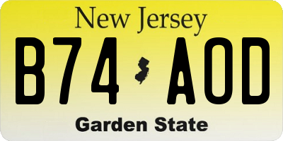 NJ license plate B74AOD