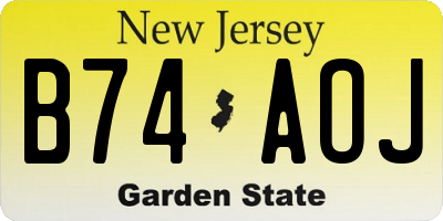 NJ license plate B74AOJ