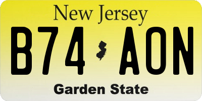 NJ license plate B74AON
