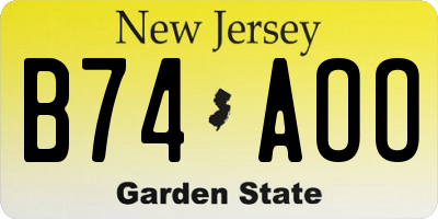 NJ license plate B74AOO