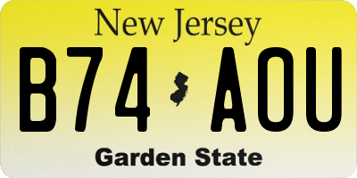 NJ license plate B74AOU