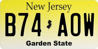 NJ license plate B74AOW