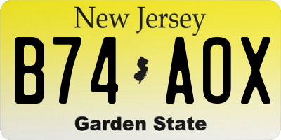 NJ license plate B74AOX