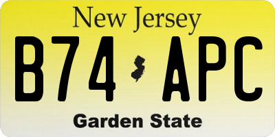 NJ license plate B74APC