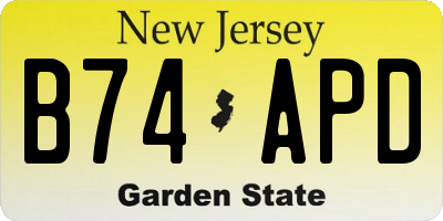 NJ license plate B74APD