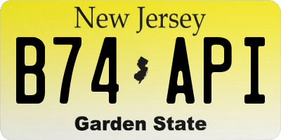 NJ license plate B74API