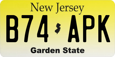 NJ license plate B74APK