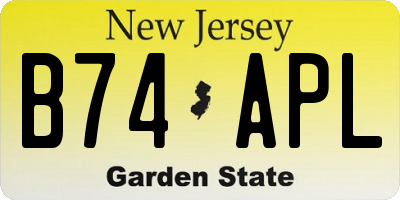 NJ license plate B74APL
