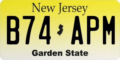 NJ license plate B74APM