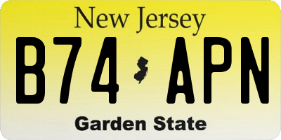 NJ license plate B74APN