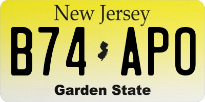 NJ license plate B74APO
