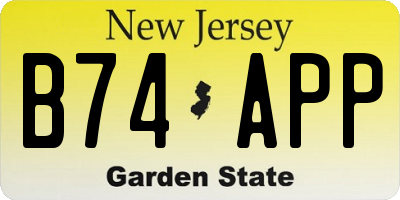 NJ license plate B74APP