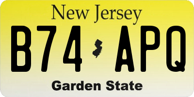NJ license plate B74APQ